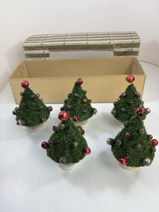 Merry Miracles Other - Merry Miracles Green Christmas Trees Box Of 5 Mercury Glass Holiday Japan 1950s